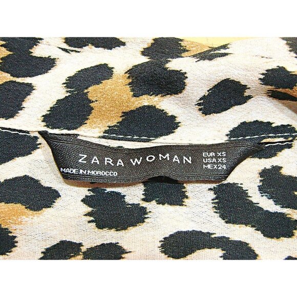 Zara Womens Long Sleeve Collared Button Up Shirt Leopard Print Size X-Small - XS - Picture 3 of 10
